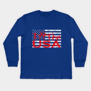 American Flag Gymnastics T-Shirt USA Tumbling Team Kids Long Sleeve T-Shirt